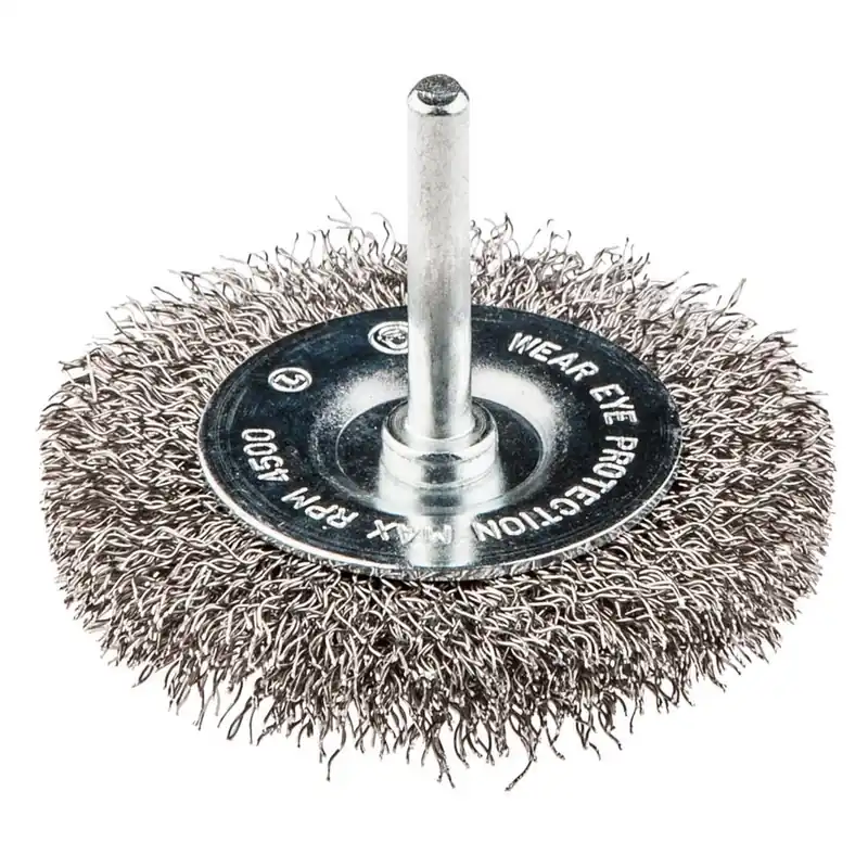 Tani SZCZOTKA DRUCIANA TARCZOWA Z TRZPIENIEM 50 MM, INOX